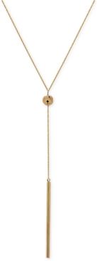 Polished Bar and Bead Lariat Necklace in 14k Gold, 17" + 1" extender