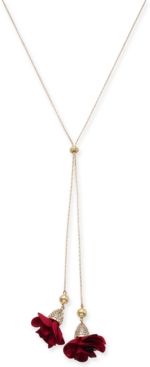 Inc Fabric-Flower 37" Lariat Necklace, Created for Macy's
