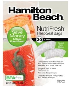Nutrifresh Quart Size Heat Seal Vacuum Food Storage Bags, 30 Pack