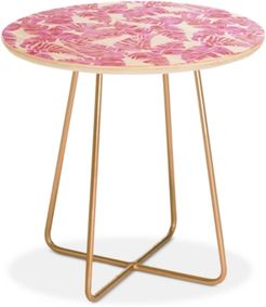 Schatzi Brown Lani Kai Leaf Pink Round Side Table