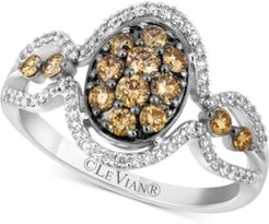 Chocolatier Diamond Oval Cluster Ring (3/4 ct. t.w.) in 14k White Gold