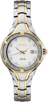Solar Diamond Collection Diamond-Accent Two-Tone Stainless Steel Bracelet Watch 29mm
