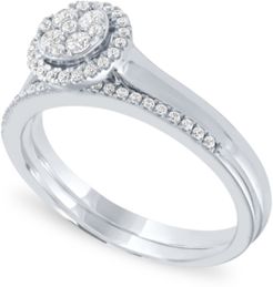 Diamond Halo Cluster Bridal Set (1/3 ct. t.w.) in 14k White Gold