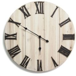 Distressed White Wood Wall Clock