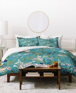 83 Oranges Teal Botanical Garden Duvet Set Bedding