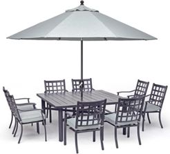 Highland Aluminum Outdoor 9-Pc. Dining Set (64" Square Dining Table and 8 Dining Chairs) with Sunbrella Cushions, Created for Macy's