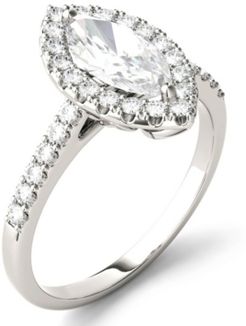 Moissanite Marquise Halo Ring (1-3/8 ct. tw. Diamond Equivalent) in 14k White Gold