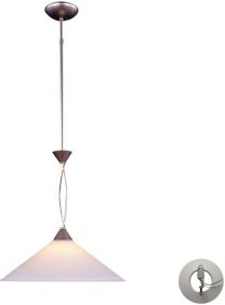 Elysburg 1 Light Pendant in Satin Nickel and White Glass - Includes Adapter Kit