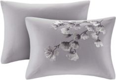 N Natori Sakura Blossom 12" x 20" Embroidered Cotton Oblong Decorative Pillow Bedding