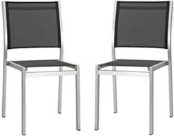 Shore Side Chair Outdoor Patio Aluminum Set of 2 Black