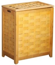 Rectangular Veneer Laundry Wood Hamper with Interior Bag