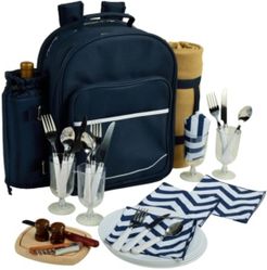 Deluxe 4 Person Picnic Backpack Cooler, Wine Pouch and Blanket