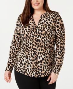 Inc Plus Size Animal-Print Top, Created for Macy's