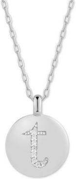 Swarovski Zirconia Initial Reversible Charm Pendant Necklace in Sterling Silver, Adjustable 16"-20"