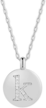 Swarovski Zirconia Initial Reversible Charm Pendant Necklace in Sterling Silver, Adjustable 16"-20"