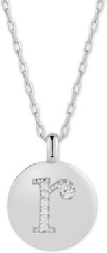 Swarovski Zirconia Initial Reversible Charm Pendant Necklace in Sterling Silver, Adjustable 16"-20"