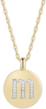 Swarovski Zirconia Initial Reversible Charm Pendant Necklace in 14k Gold-Plated Sterling Silver, Adjustable 16"-20"