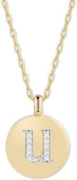 Swarovski Zirconia Initial Reversible Charm Pendant Necklace in 14k Gold-Plated Sterling Silver, Adjustable 16"-20"