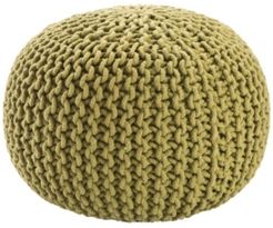 Visby Green Textured Round Pouf