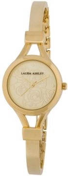 Ladies' Gold Thin Bangle With Floral Dial Watch
