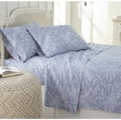 Ultra-Soft Floral or Solid 4-Piece Sheet Set Bedding