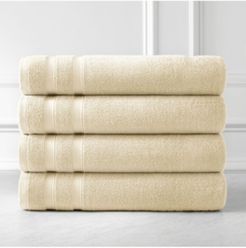 Generously Sized Classic Solid Color 4-Piece Cotton Towel Set Bedding