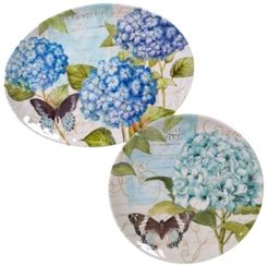 Hydrangea Garden Melamine 2-Pc. Platter Set - Round and Oval