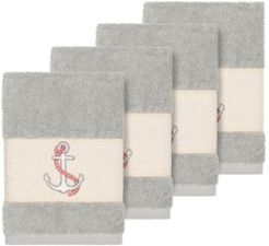 Turkish Cotton Easton 4-Pc. Embellished Washcloth Set Bedding