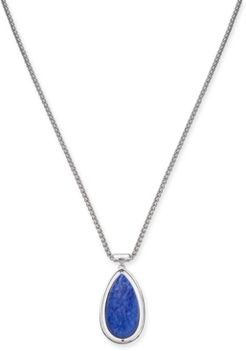 Silver-Tone Blue Teardrop Pendant Necklace, 36" + 3" extender, Created for Macy's