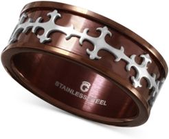 Two-Tone Embellished Ring in Stainless Steel
