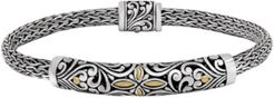 Bali Heritage Classic Sterling Silver Bracelet with Dragon Bone Chain Embellished by 18K Gold