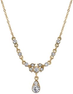 Gold-Tone Belle Epoch with Crystal Accent Stones Drop Necklace 16" Adjustable