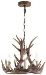 Eldora 18" Adjustable Resin Antler 3-Light Led Chandelier