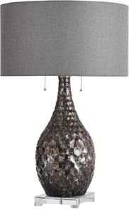 Lydney 27in Jane Seymour Branded Metal and Glass Table lamp