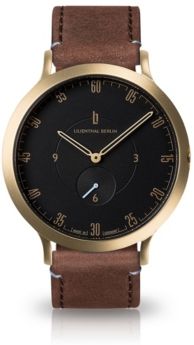 L1 Standard Black Dial Gold Case Leather Watch 42mm