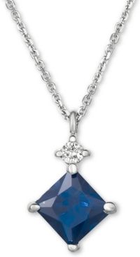 Sapphire (5/8 ct. t.w.) and Diamond Accent 16" Pendant Necklace in 14k White Gold(Available in Certified Ruby)
