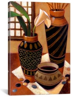 Still Life With African Bowl by Keith Mallett Wrapped Canvas Print - 26" x 18"