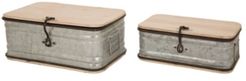 Set of 2 Galvanized Wood Storage Chests