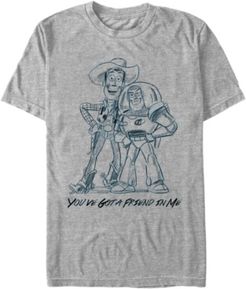 Disney Pixar Men's Toy Story Woody and Buzz You Gotta Friend Sketch Short Sleeve T-Shirt