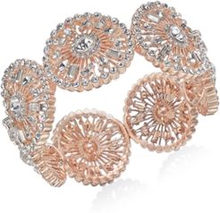 Inc Rose Gold-Tone Crystal Circle Stretch Bracelet, Created for Macy's