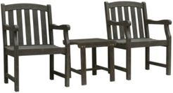 Renaissance Outdoor Patio Wood 3-Piece Conversation Set