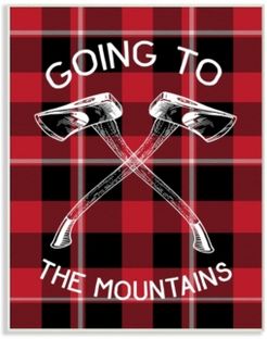 Going To the Mountains Axes and Plaid Wall Plaque Art, 10" x 15"