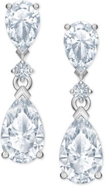 Silver-Tone Crystal Drop Earrings