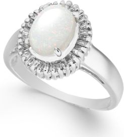 Opal (3/4 ct. t.w.) & Diamond (1/3 ct. t.w.) Ring in 14k White Gold