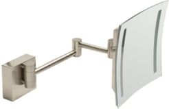 Brushed Nickel Wall Mount Square 5x Magnifying Cosmetic Mirror with Light Bedding