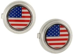 1928 Jewelry Silver-Tone Flag Decal Button Covers