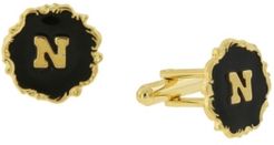 1928 Jewelry 14K Gold-Plated Enamel Initial N Cufflinks