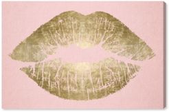 Solid Kiss Blush and Gold Canvas Art - 16" x 24" x 1.5"