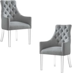 Marilyn Button Tufted Arm Dining Chair with Acrylic Legs Set of 2