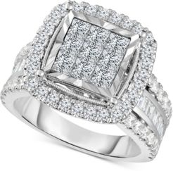 Diamond Halo Cluster Engagement Ring (2 ct. t.w.) in 10k White Gold